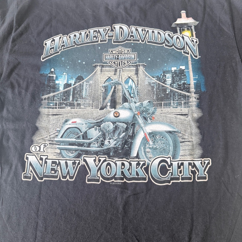 Harley Davidson NYC Brooklyn Bridge Graphic T-Shirt Black Mens Large 2013